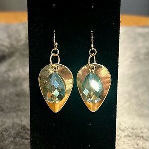 Gold and Blue Teardrop Gemstone Earrings